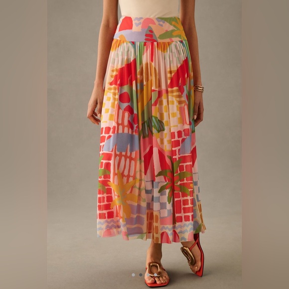 NWOT Anthropologie x Farm Rio Drop-Waist Printed Maxi Skirt // Size XL - Picture 2 of 4